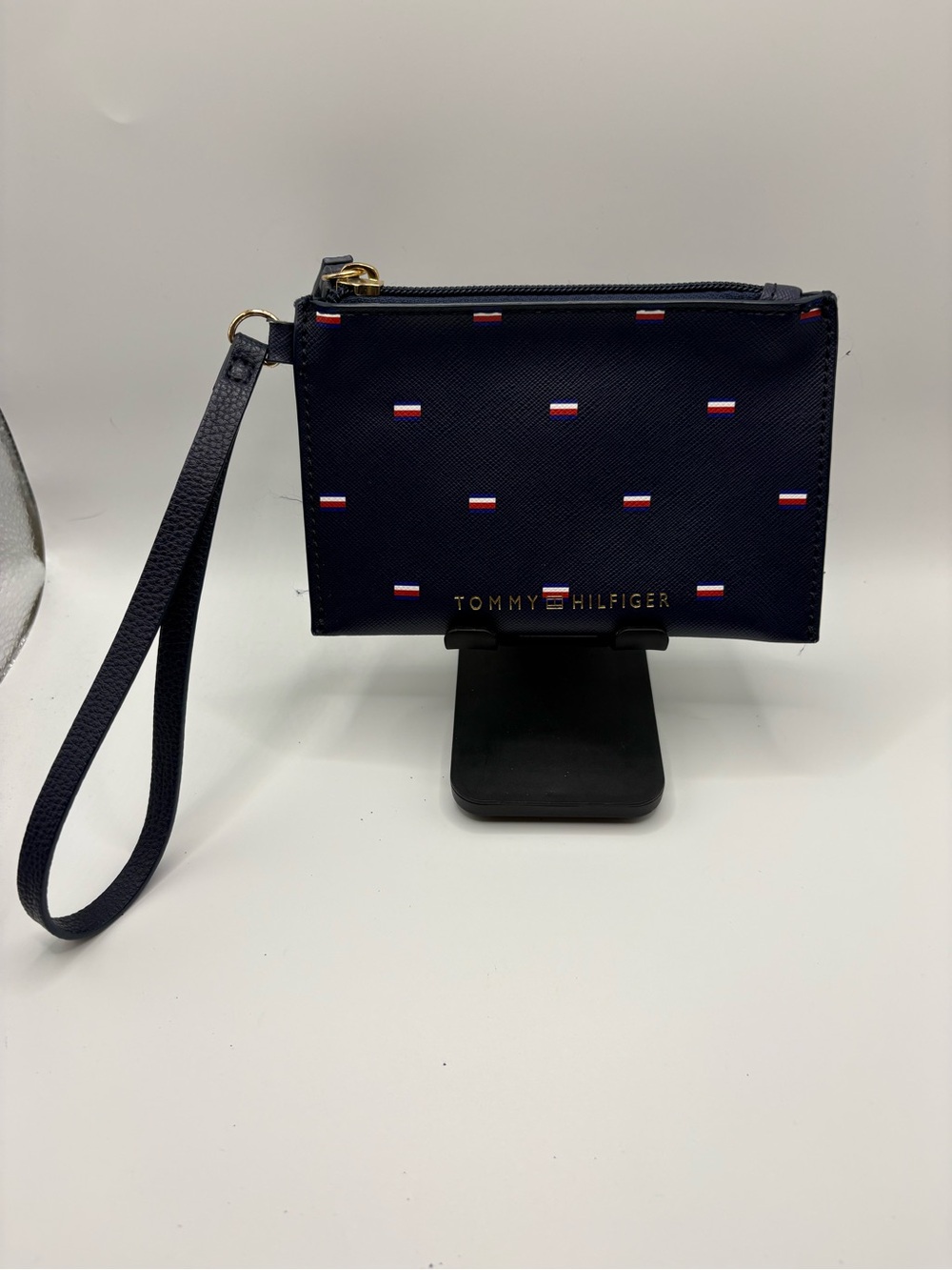Tommy Hilfiger Navy Mini Wristlet with Signature Flag Dots